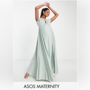 Elegant Mint Green Maternity Maxi Dress